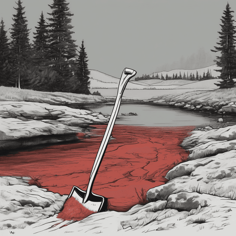 Digging where the river marked "HERE".